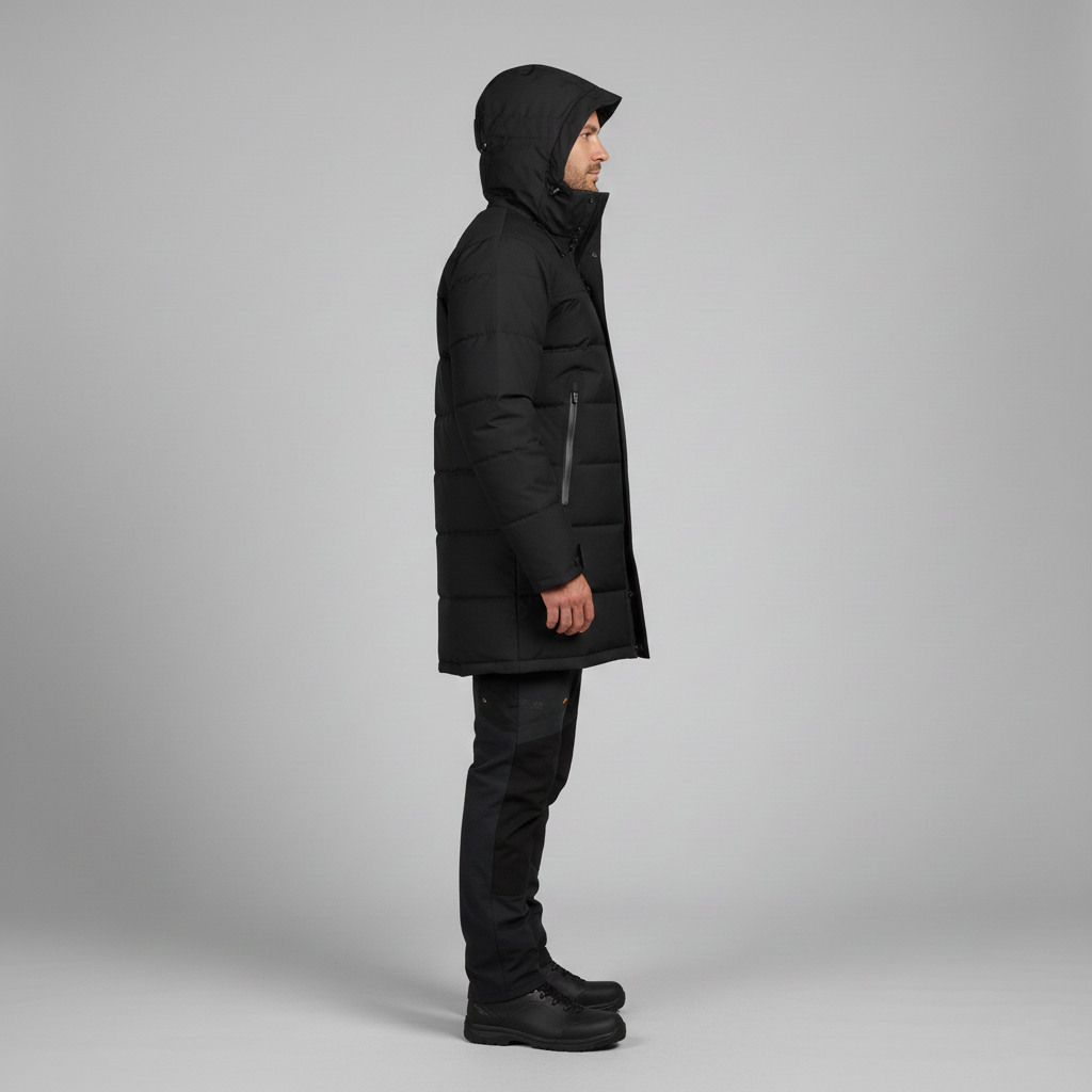 Men's waterproof rain parka with down lining