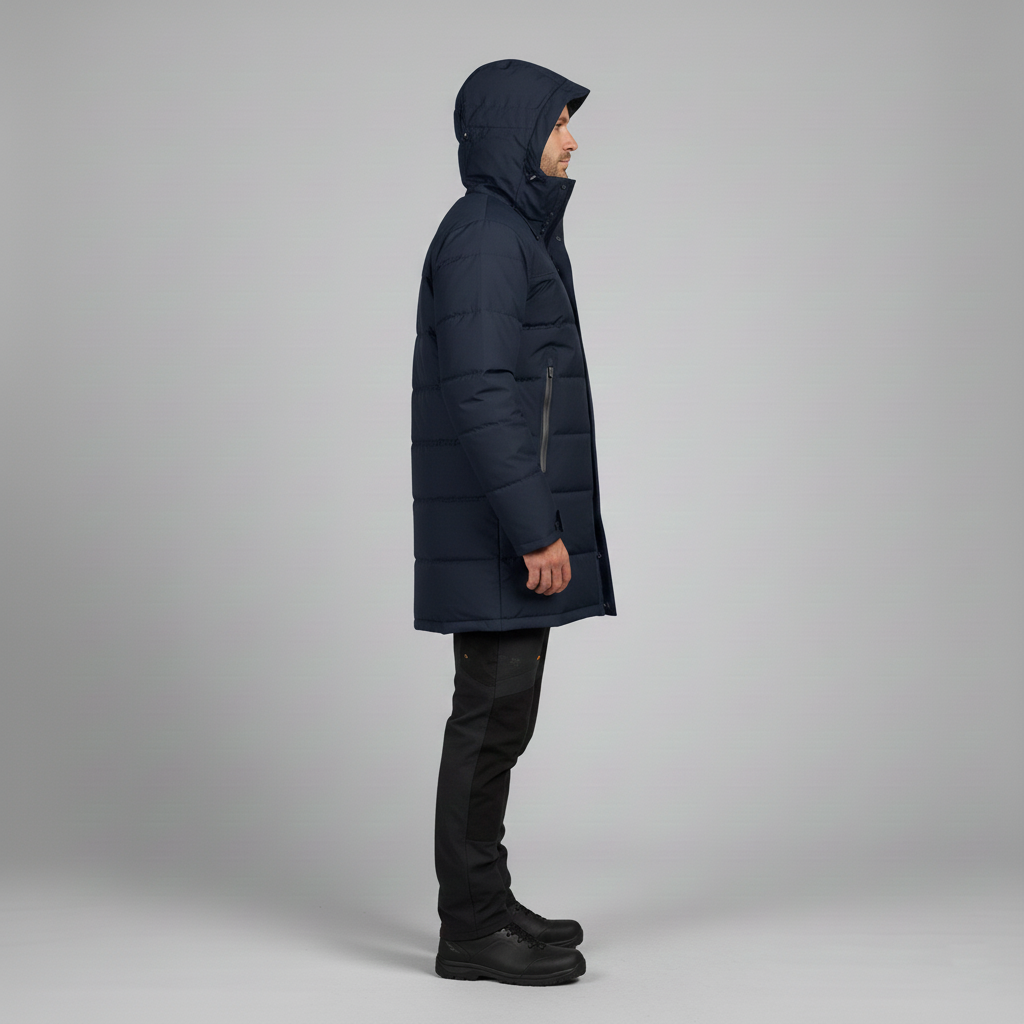 Men's waterproof rain parka with down lining