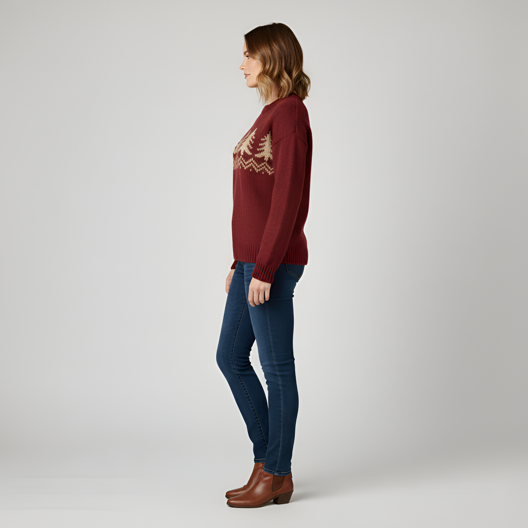 Women's Christmas sweater with pine tree