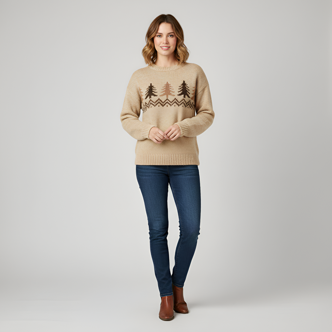 Women's Christmas sweater with pine tree