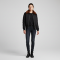 Women's bomber jacket with fur collar