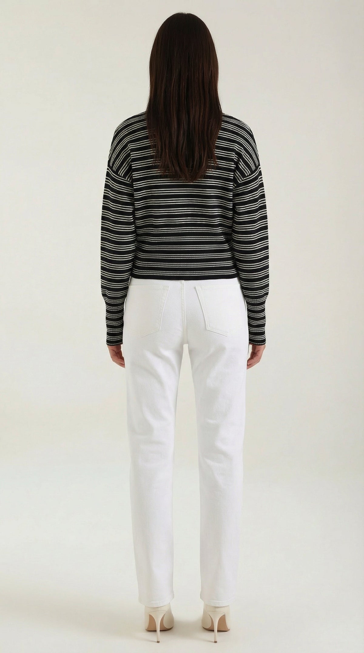 Gilet rayé à boutons coupe ample pour femme – vue 3
