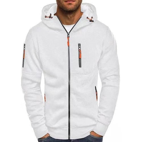 Sweat à capuche zippé détails contrastants blanc pour homme