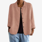 Veste boutonnée col chemise coupe décontractée rose clair pour femme