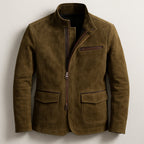 Veste col montant fermeture zip marron pour homme